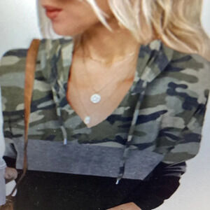Camo Color Block Hoodie Sweatshirt (Color: Camo Color Block)